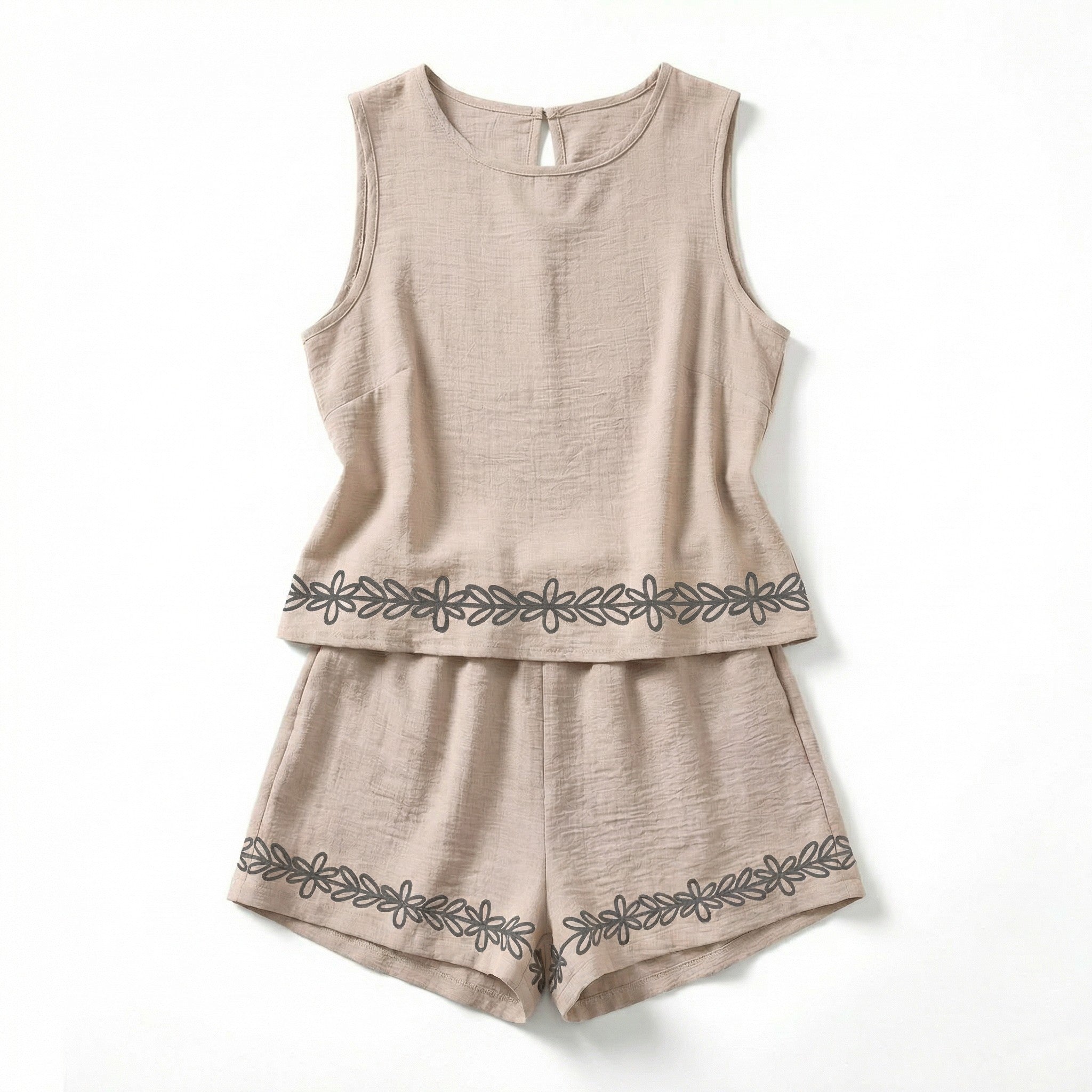 Women’s Printed Two Piece Set – Sleeveless Top and Shorts