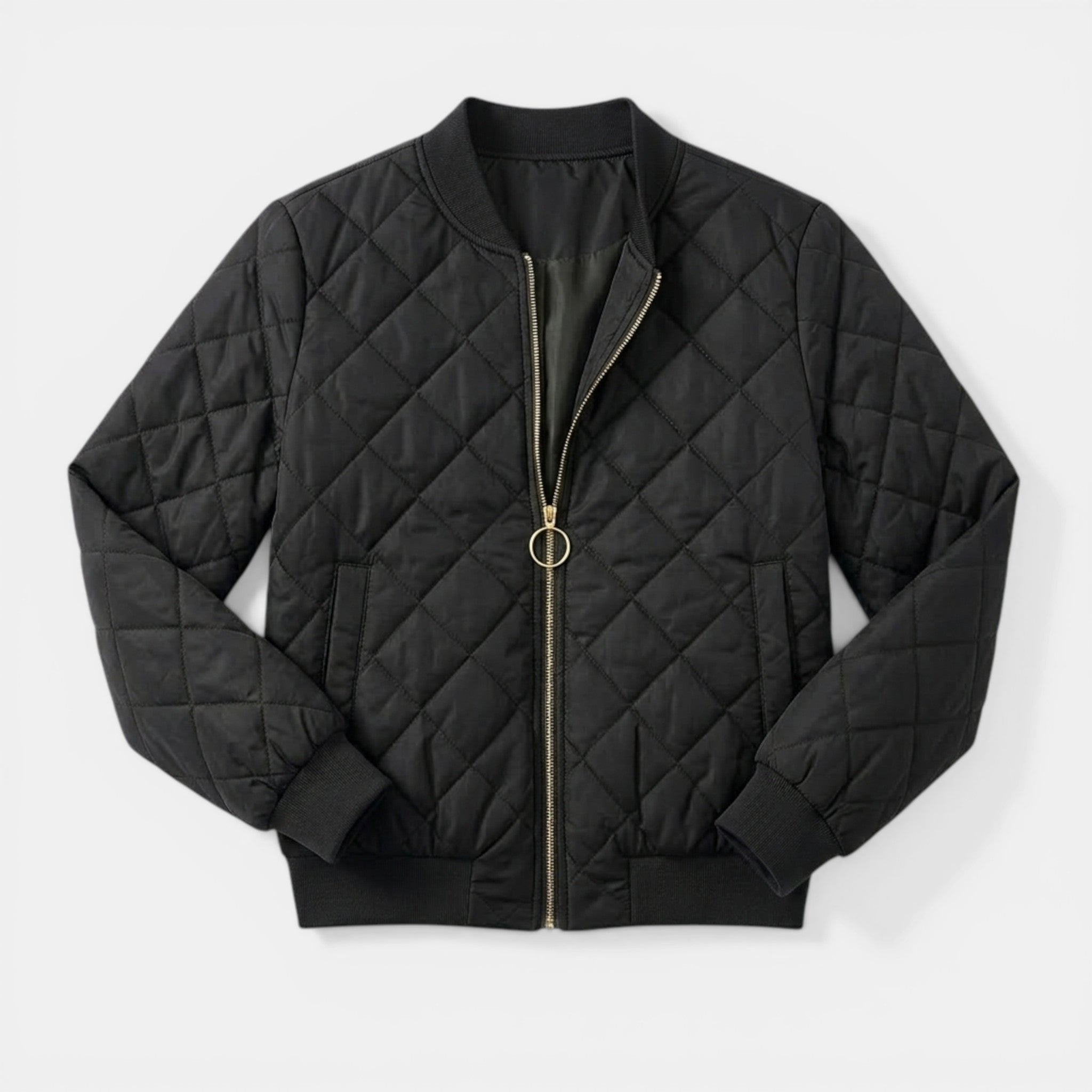 Women’s Quilted Jacket – Zip Front Crew Neck