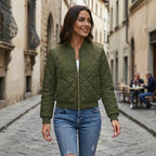 Women’s Quilted Jacket – Zip Front Crew Neck
