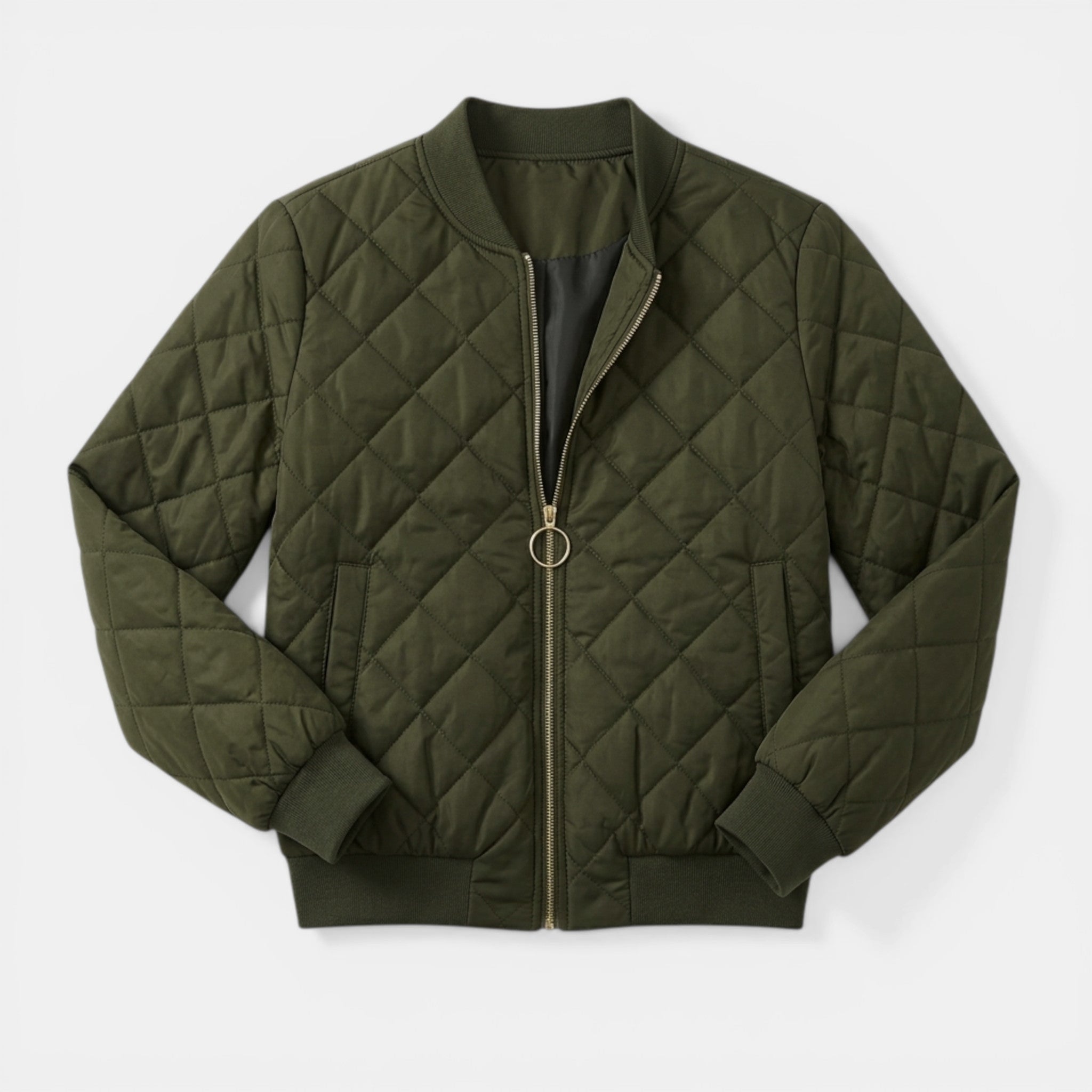 Women’s Quilted Jacket – Zip Front Crew Neck
