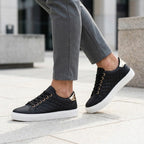 Women’s Quilted Lace-Up Sneakers – Low-Top Casual Style