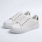 Women’s Quilted Lace-Up Sneakers – Low-Top Casual Style