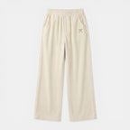 Women’s Ribbed Straight-Leg Pants – Embroidered Detail Design