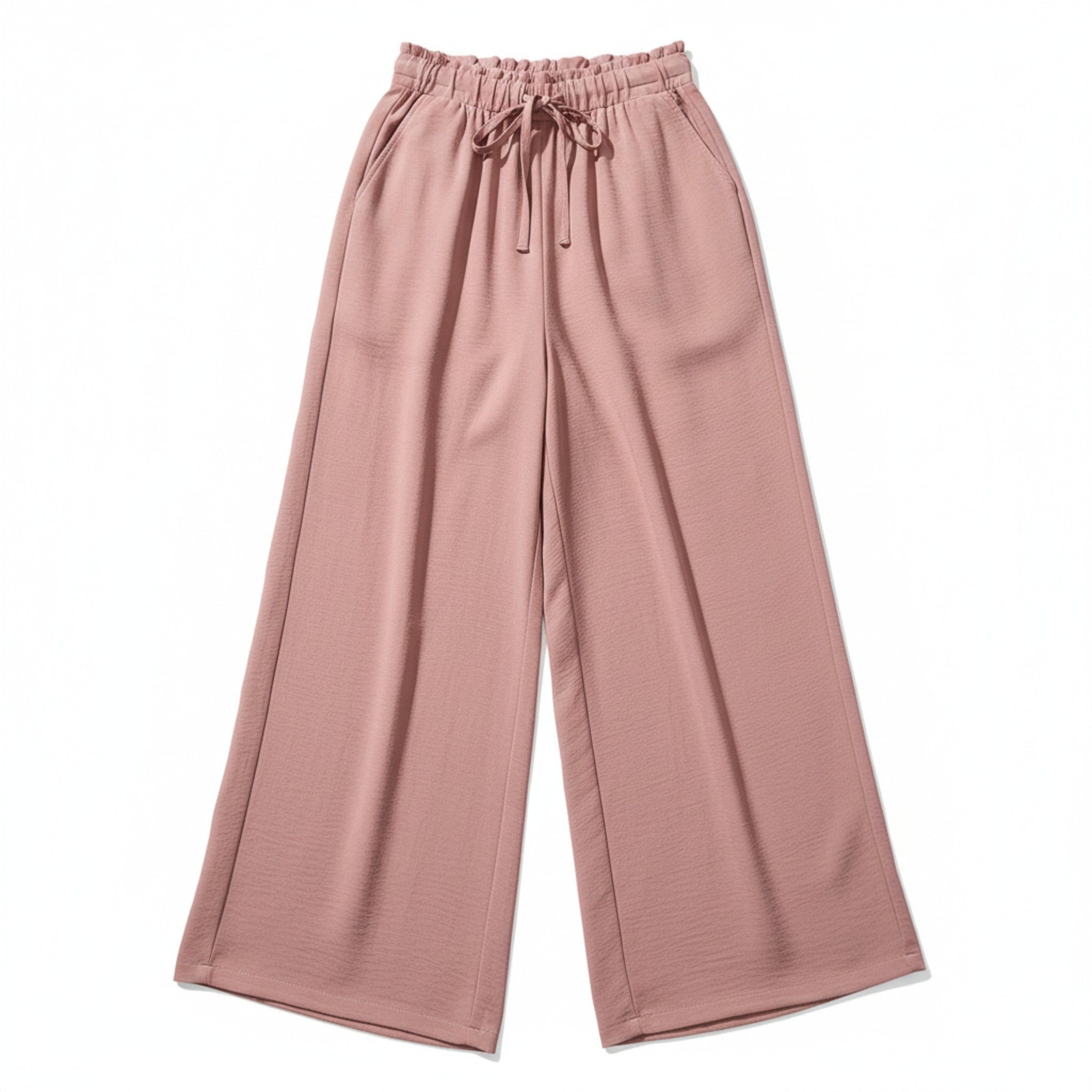 Women’s High-Rise Wide-Leg Pants – Adjustable Waist Tie
