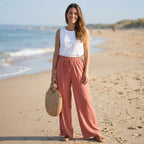 Women’s High-Rise Wide-Leg Pants – Adjustable Waist Tie