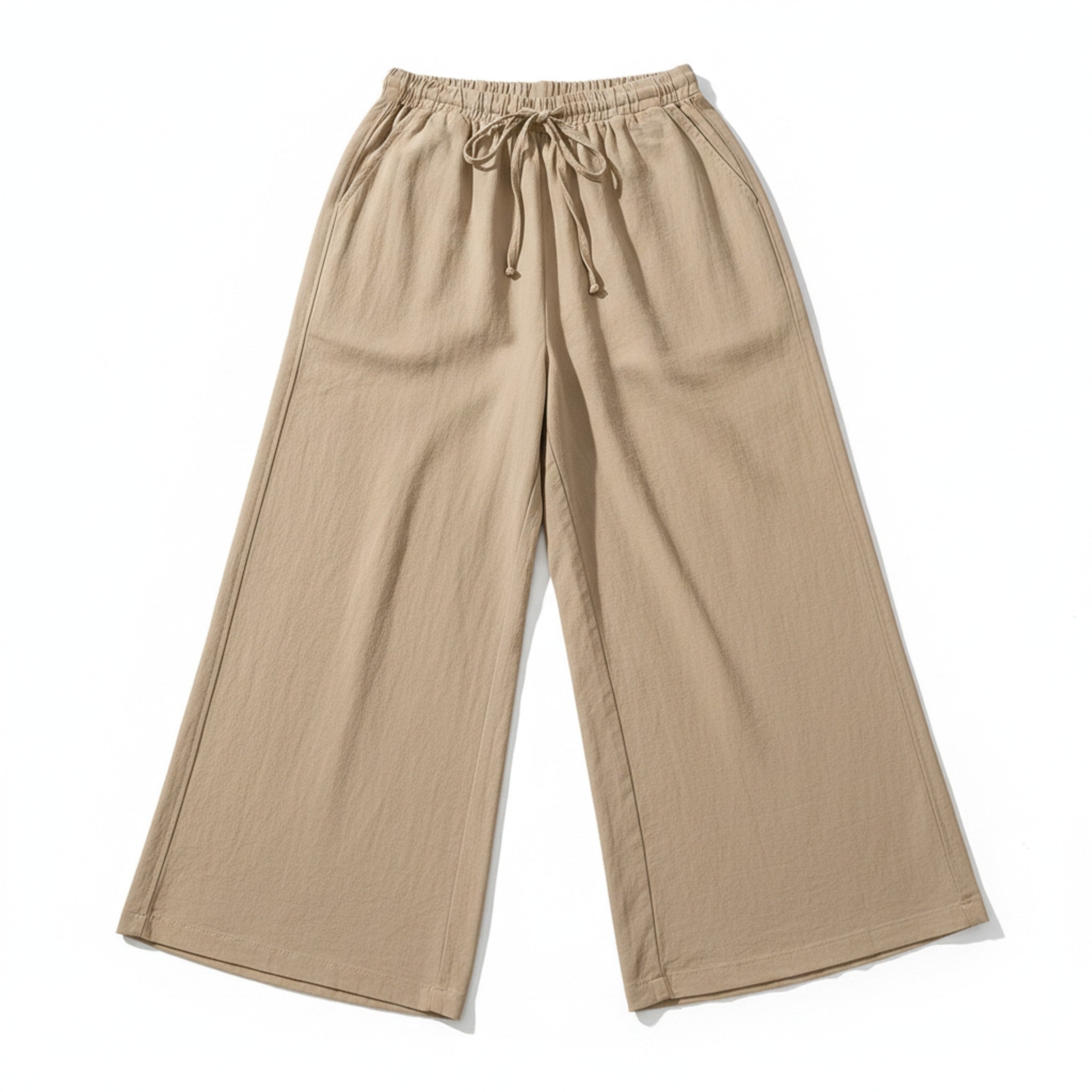 Women’s High-Rise Wide-Leg Pants – Adjustable Waist Tie
