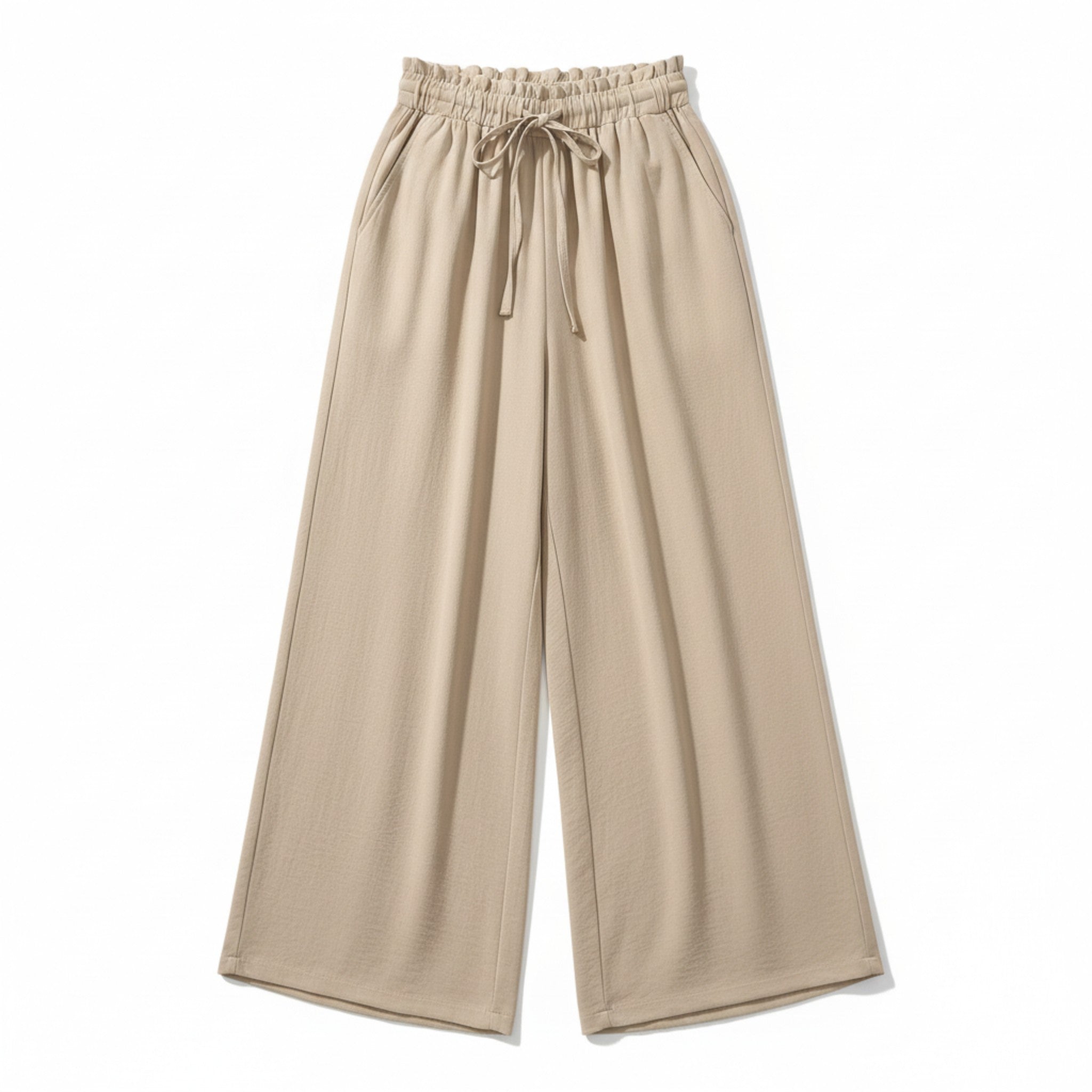 Women’s High-Rise Wide-Leg Pants – Adjustable Waist Tie
