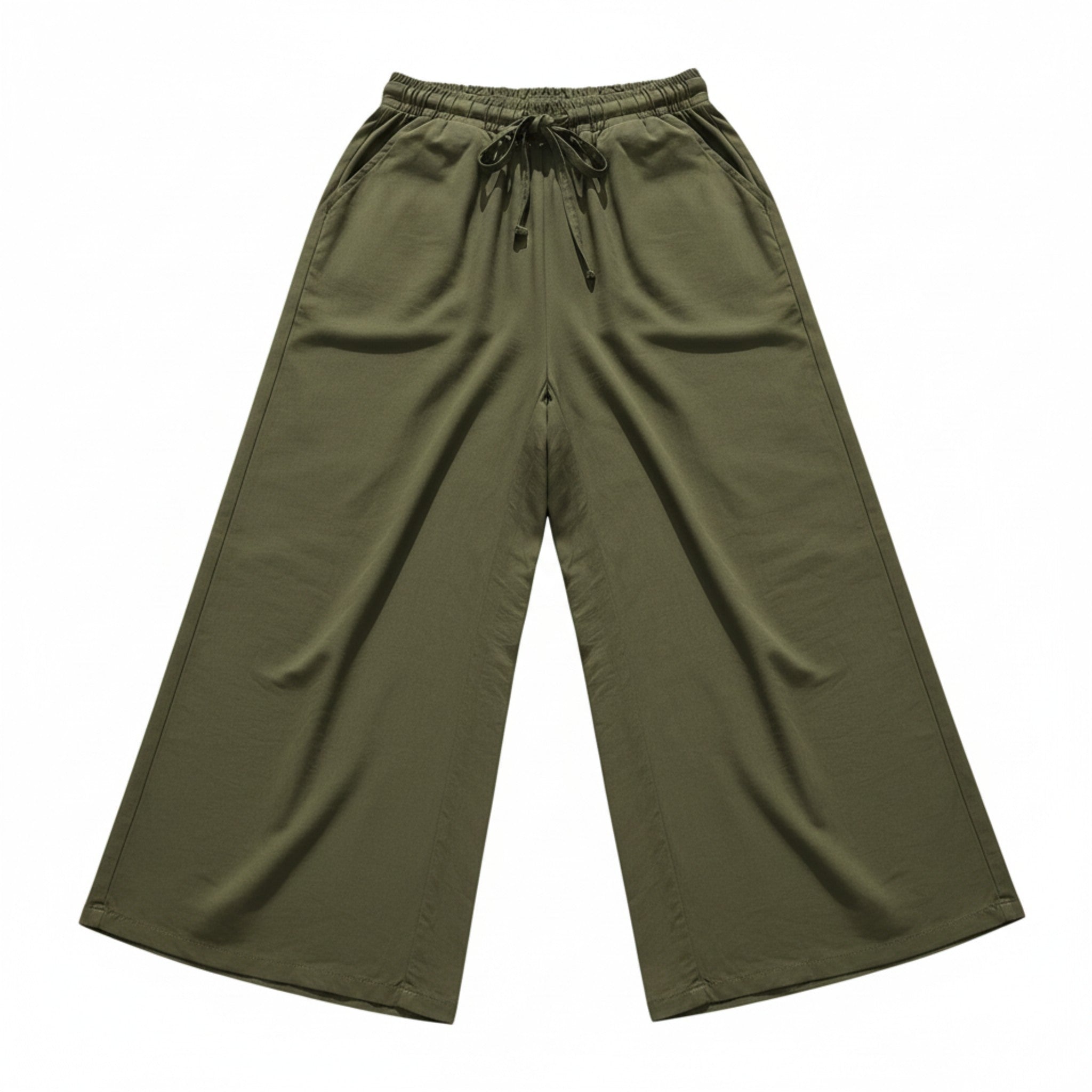 Women’s High-Rise Wide-Leg Pants – Adjustable Waist Tie