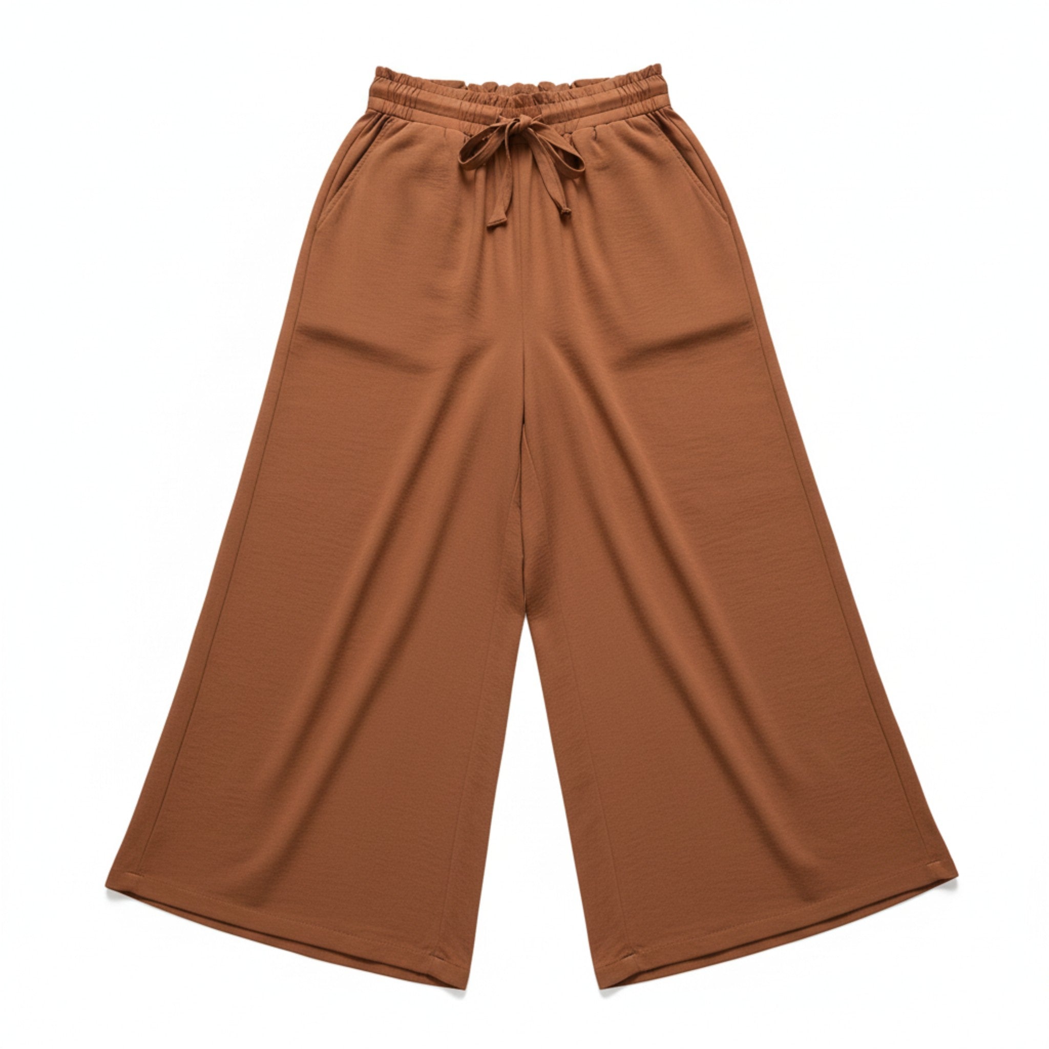 Women’s High-Rise Wide-Leg Pants – Adjustable Waist Tie