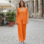 Women’s Sequin Detail Pantsuit – Scoop Neck Jacket Set