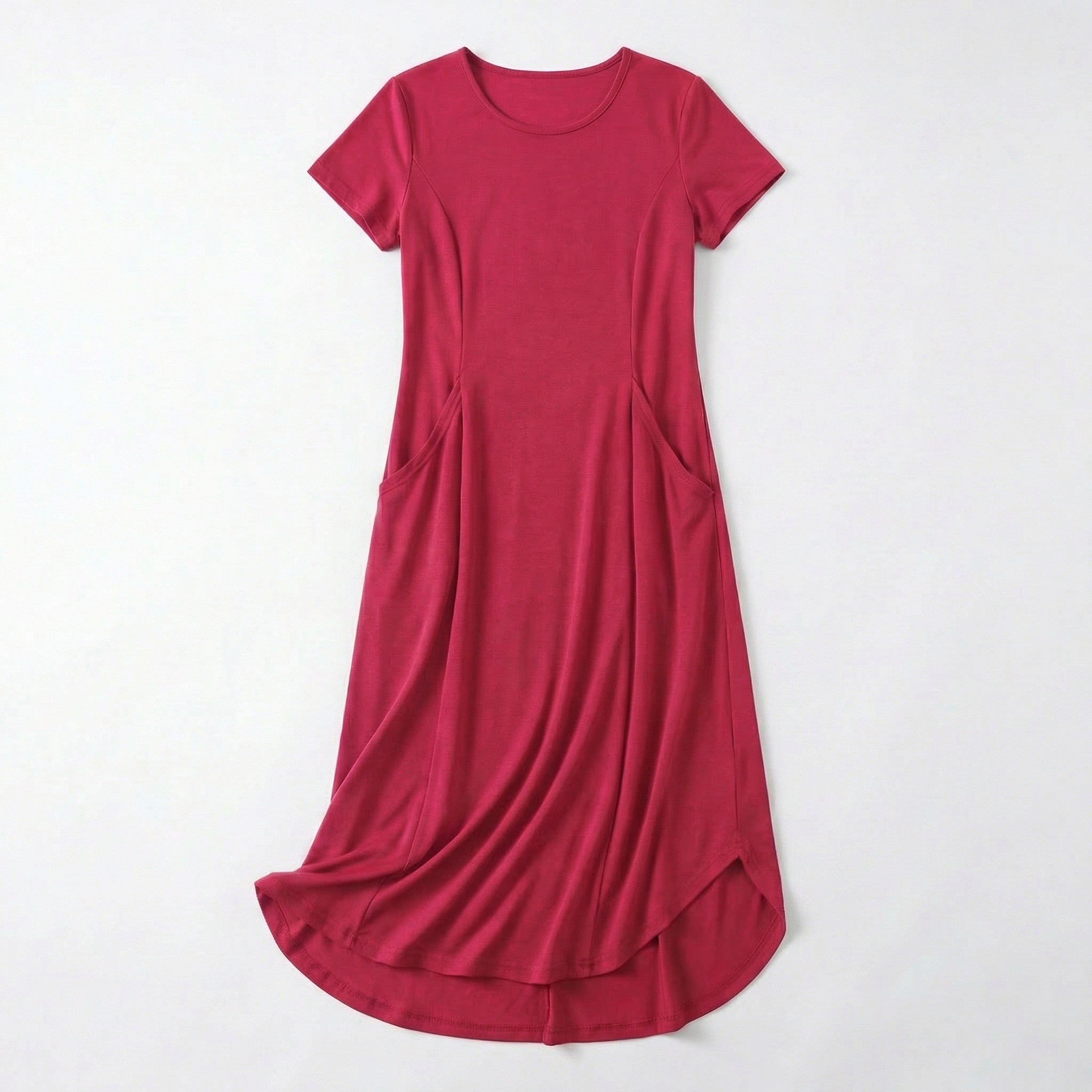 Women’s Short Sleeve Midi Dress – Round Neck Fit and Flare