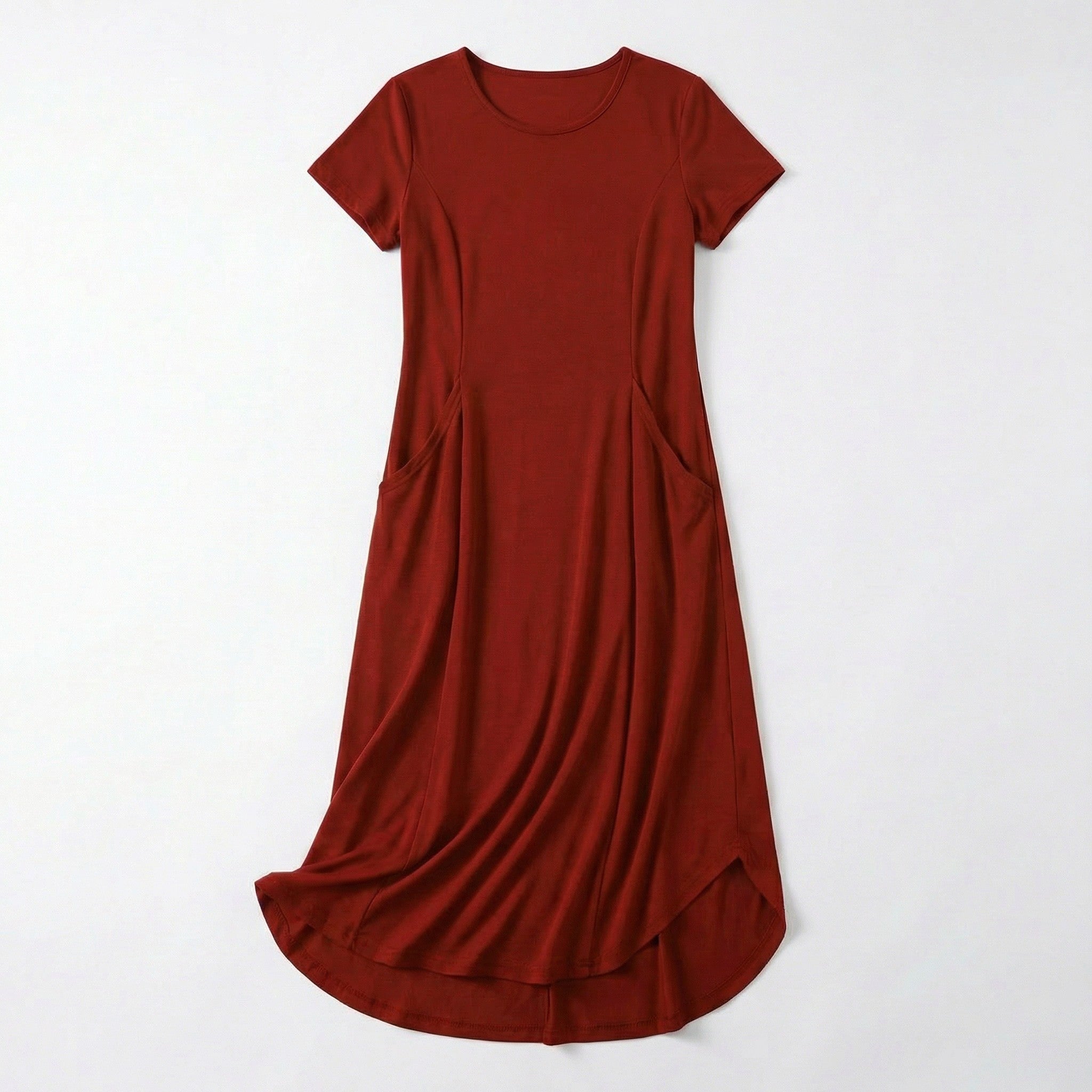 Women’s Short Sleeve Midi Dress – Round Neck Fit and Flare