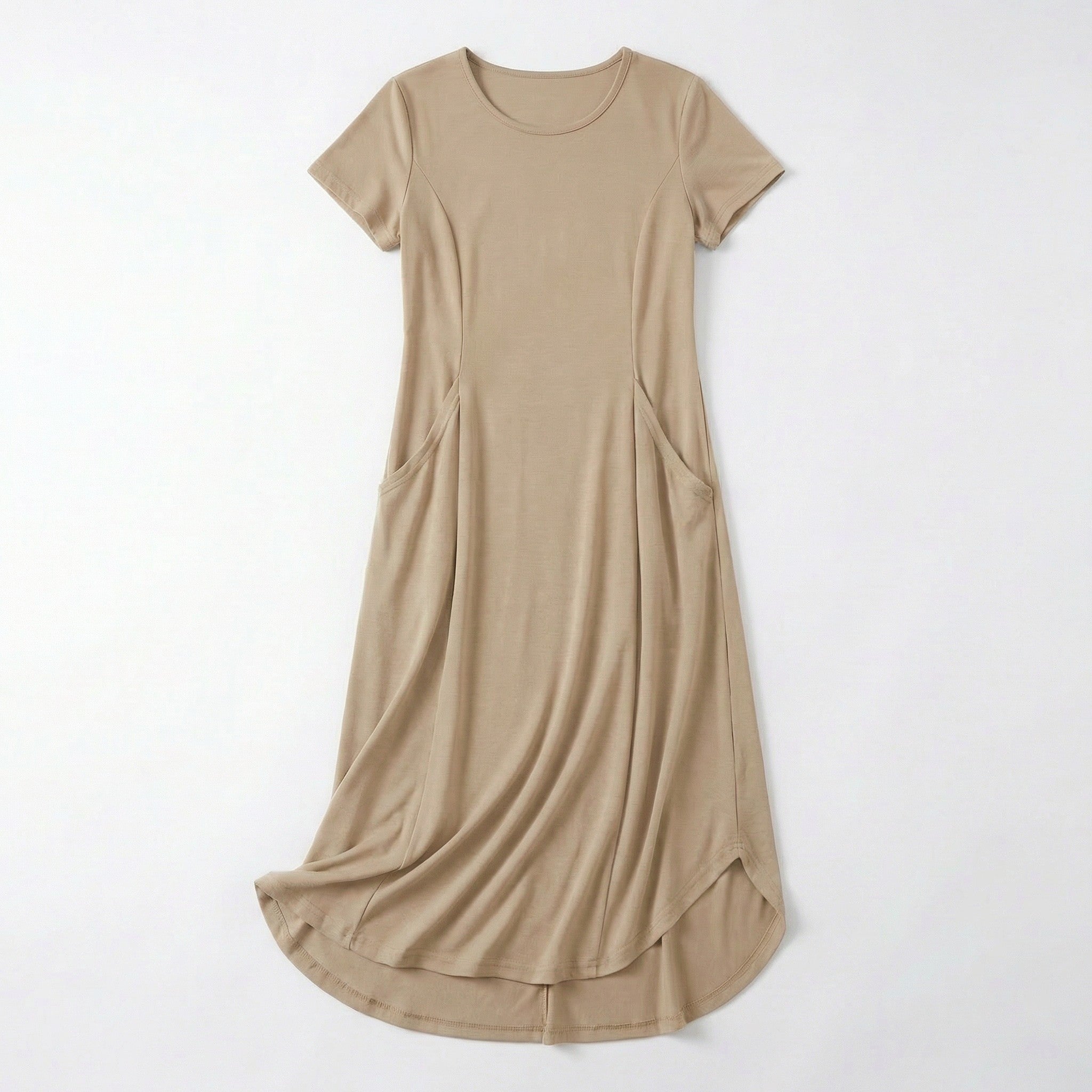 Women’s Short Sleeve Midi Dress – Round Neck Fit and Flare