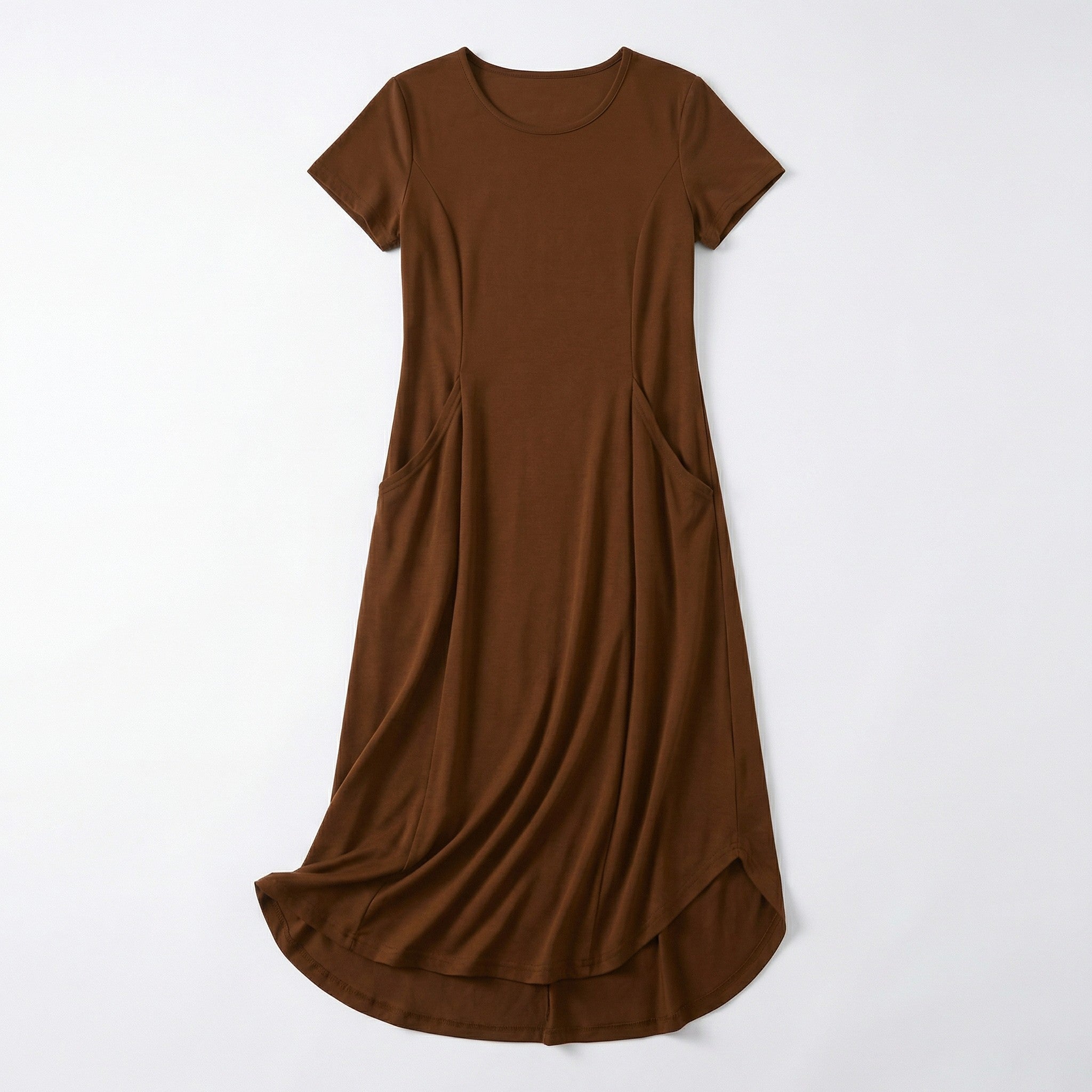 Women’s Short Sleeve Midi Dress – Round Neck Fit and Flare