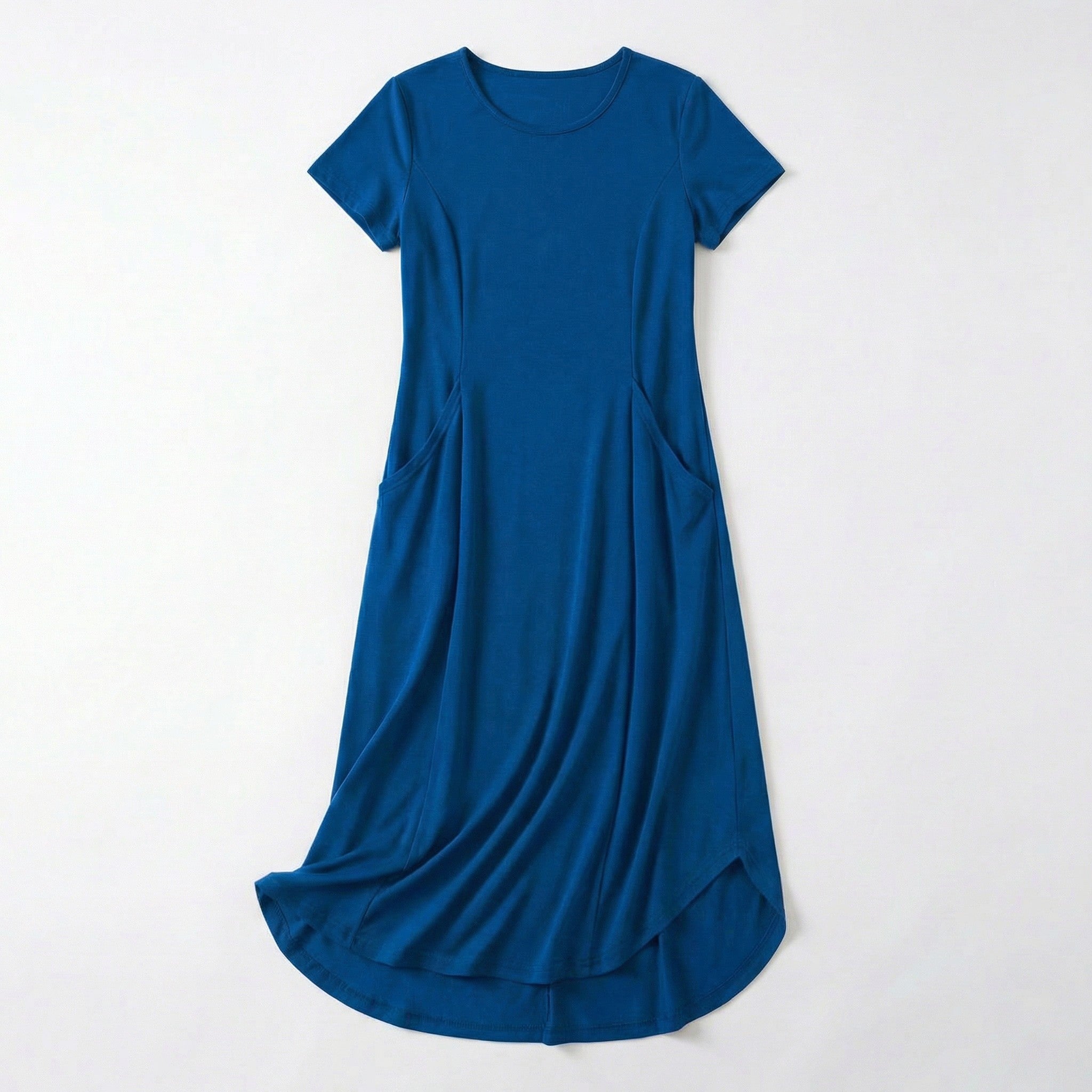 Women’s Short Sleeve Midi Dress – Round Neck Fit and Flare