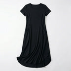 Women’s Short Sleeve Midi Dress – Round Neck Fit and Flare