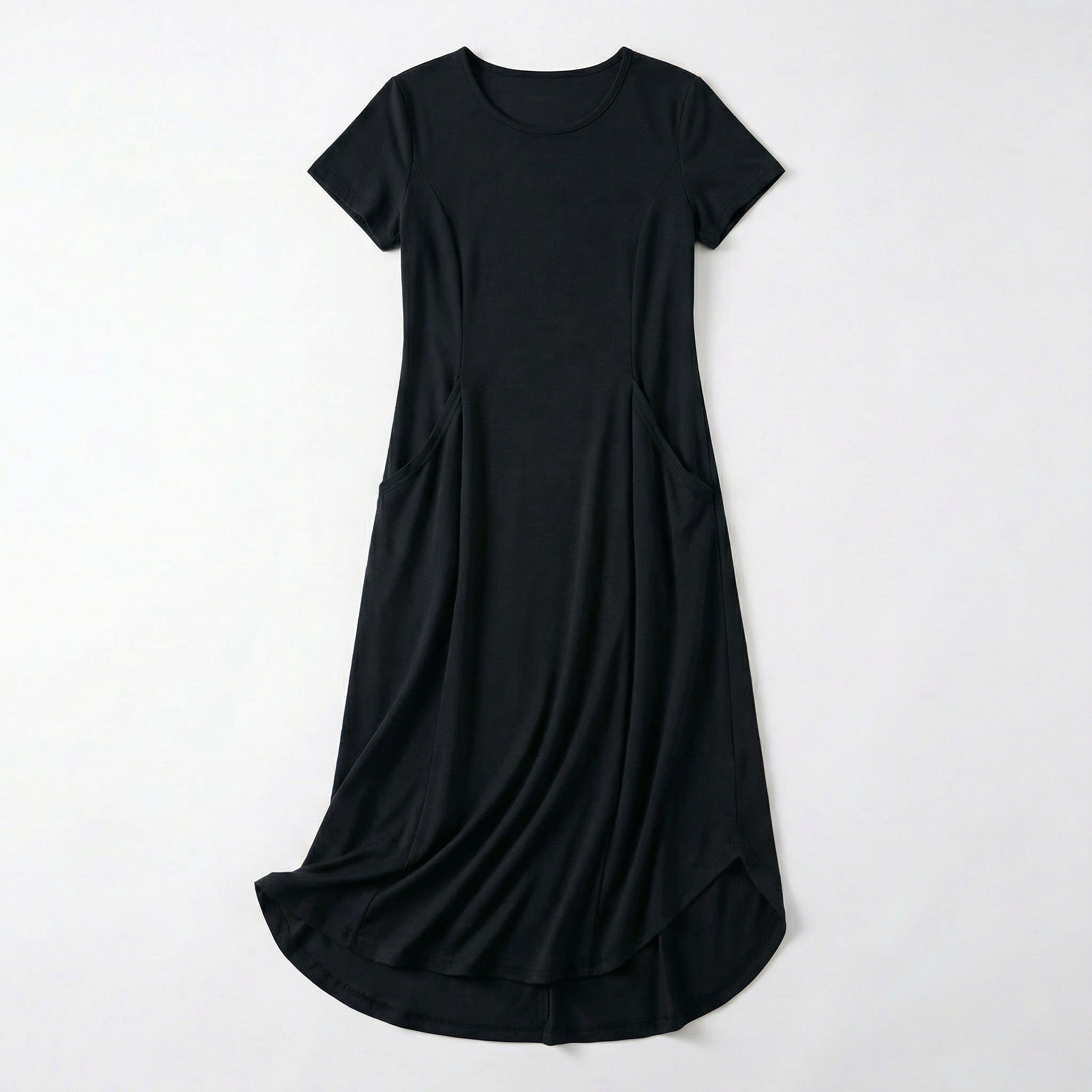 Women’s Short Sleeve Midi Dress – Round Neck Fit and Flare