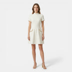 Women’s Short Sleeve Mini Dress – Pearl Trim Pockets