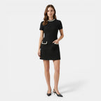 Women’s Short Sleeve Mini Dress – Pearl Trim Pockets