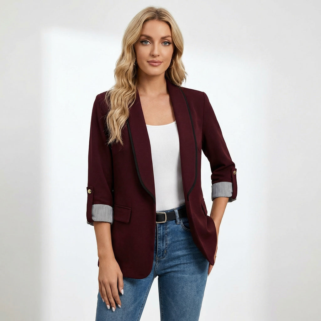 Women’s Single-Button Blazer with cropped sleeves