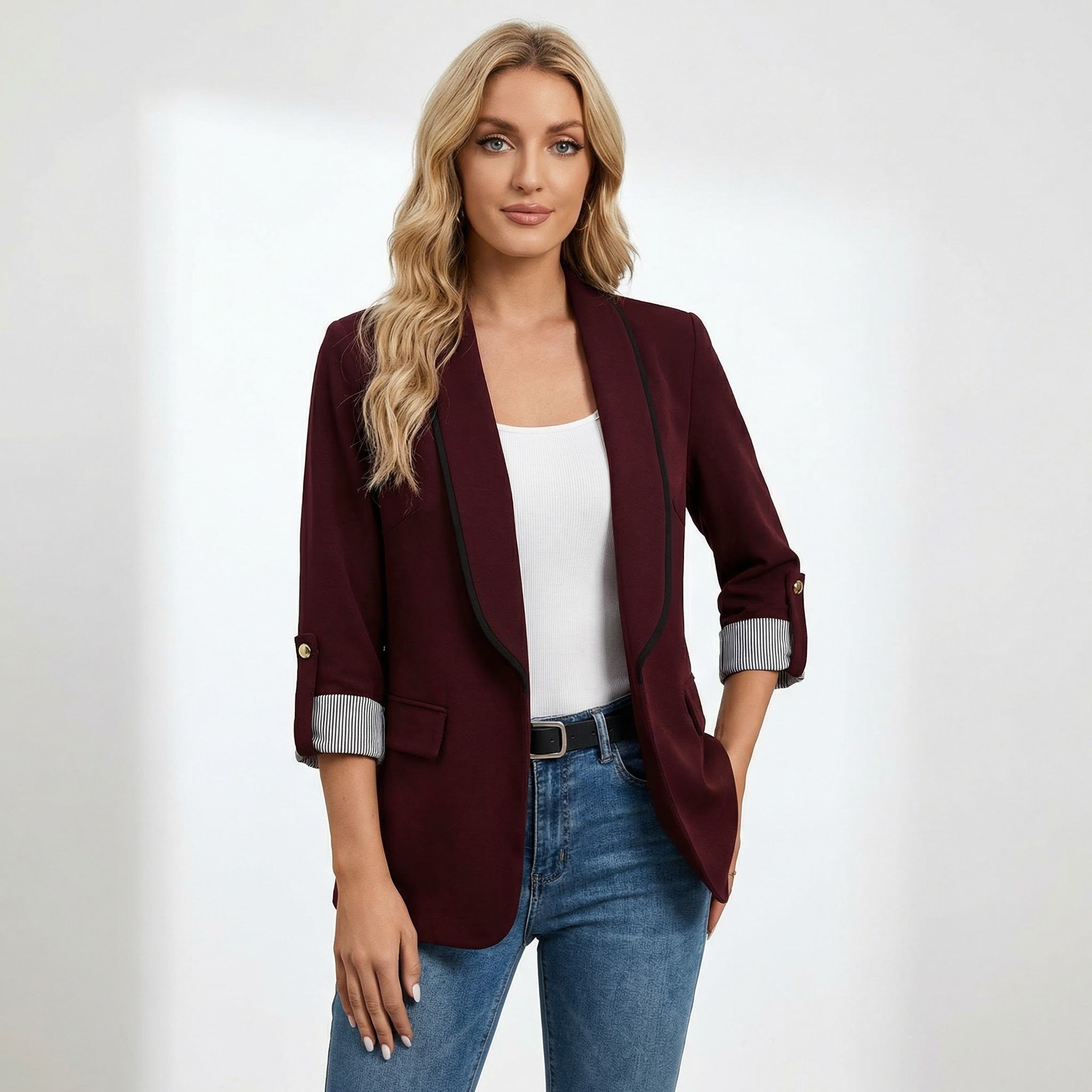 Women’s Single-Button Blazer with cropped sleeves