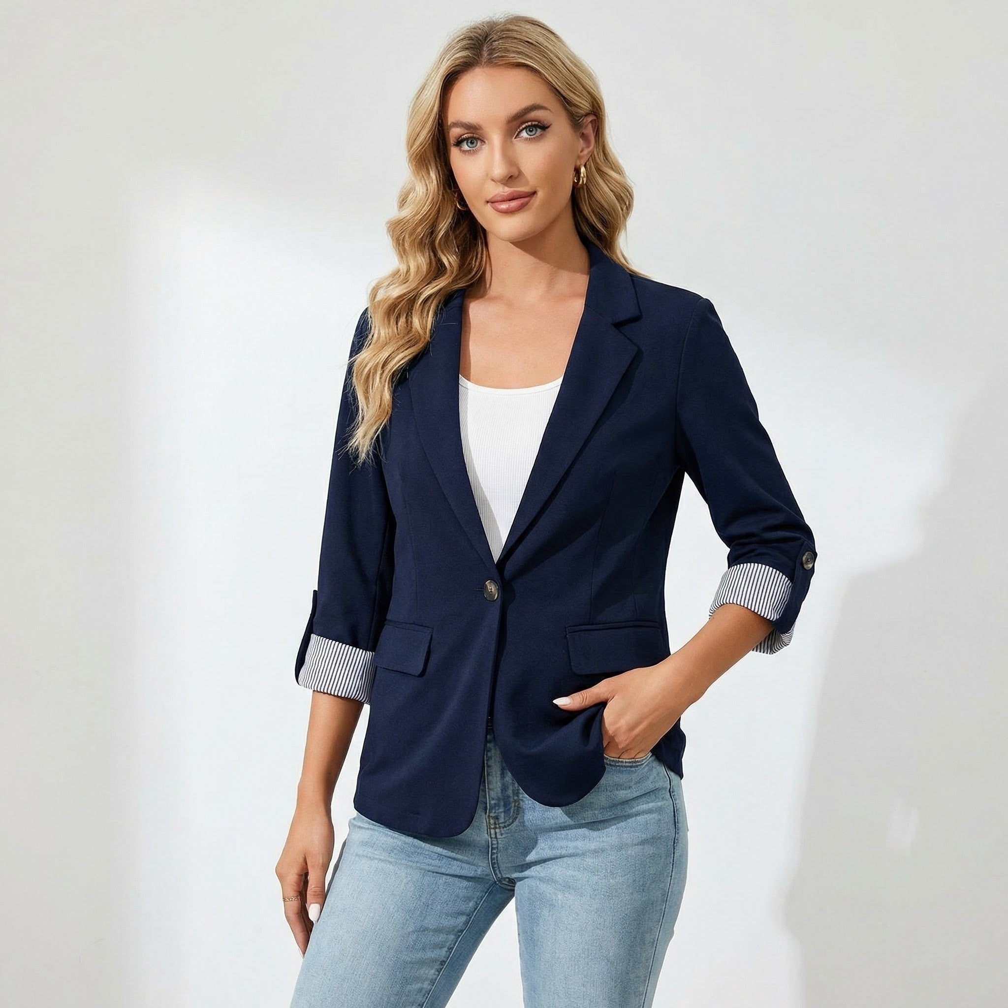 Women’s Single-Button Blazer with cropped sleeves