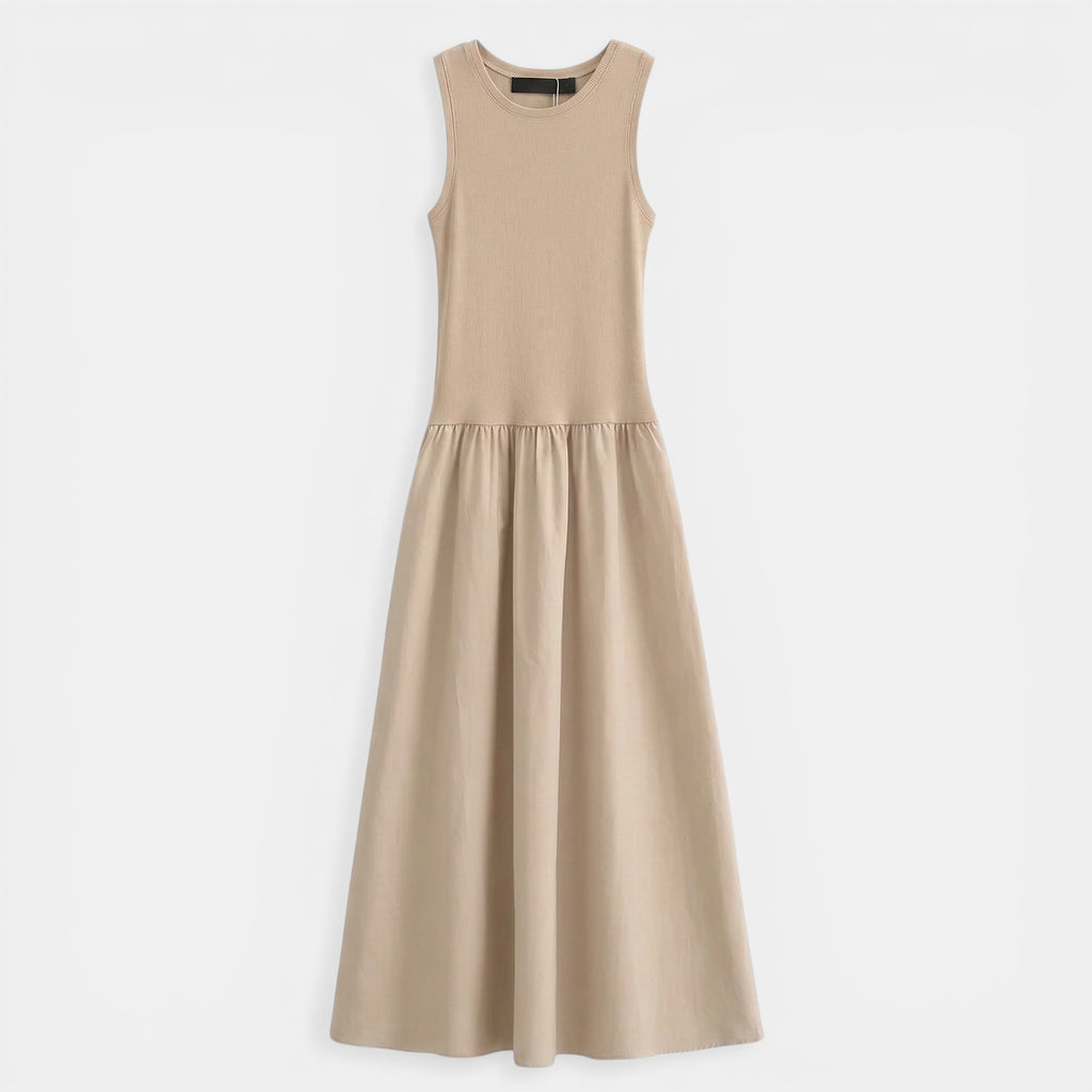 Women’s Sleeveless A-Line Dress – Long Length Casual Design