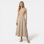 Women’s Sleeveless A-Line Dress – Long Length Casual Design