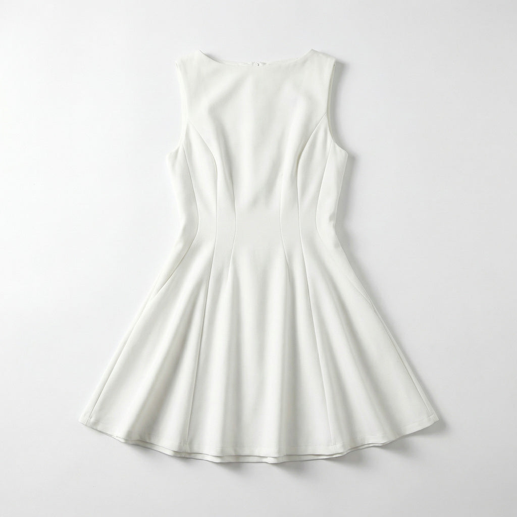 Women’s Sleeveless A-Line Mini Dress – Fitted Waist Flared Skirt