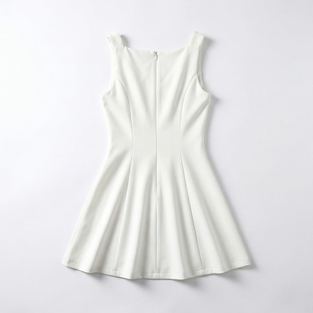Women’s Sleeveless A-Line Mini Dress – Fitted Waist Flared Skirt