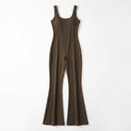 Women’s Sleeveless Jumpsuit – Scoop Neck Flared Leg