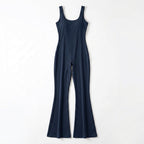 Women’s Sleeveless Jumpsuit – Scoop Neck Flared Leg