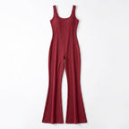Women’s Sleeveless Jumpsuit – Scoop Neck Flared Leg