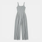 Women’s Sleeveless Knit Jumpsuit – Wide-Leg Solid Design