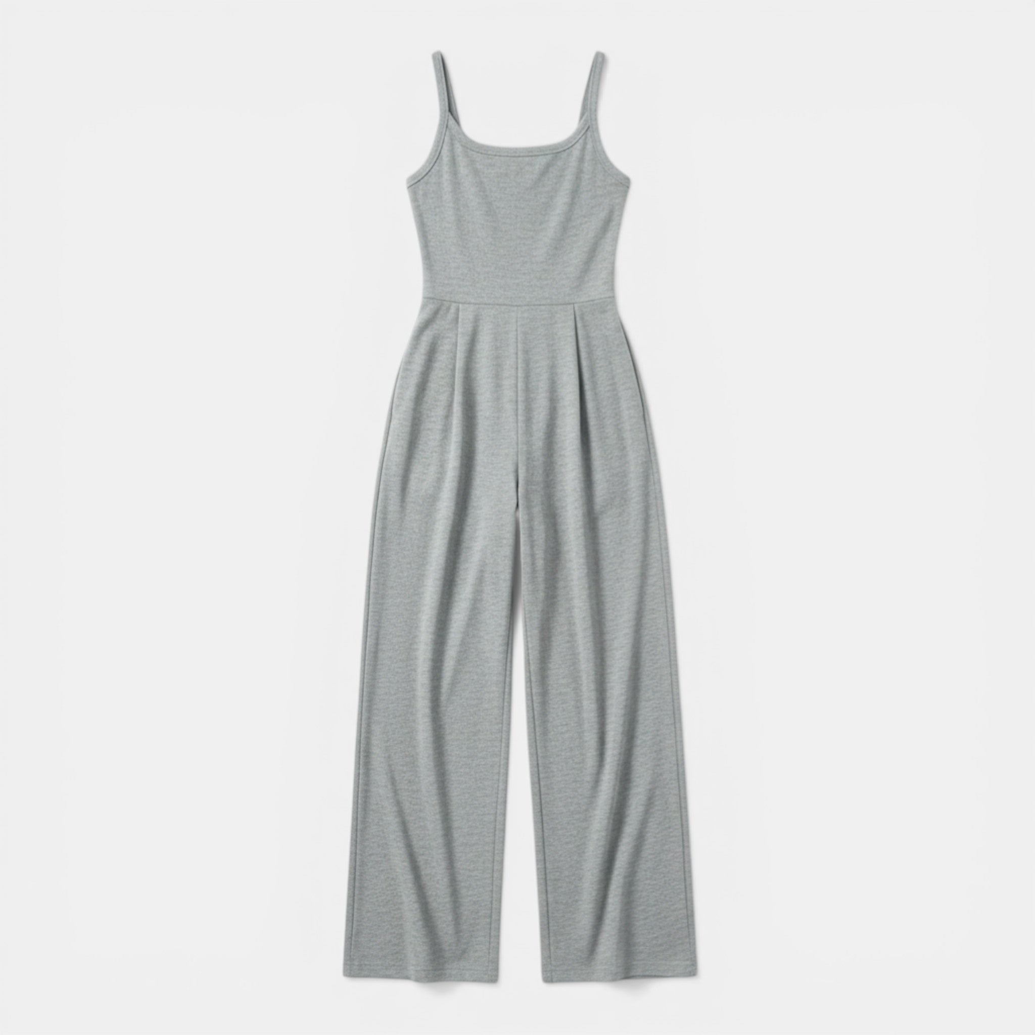 Women’s Sleeveless Knit Jumpsuit – Wide-Leg Solid Design