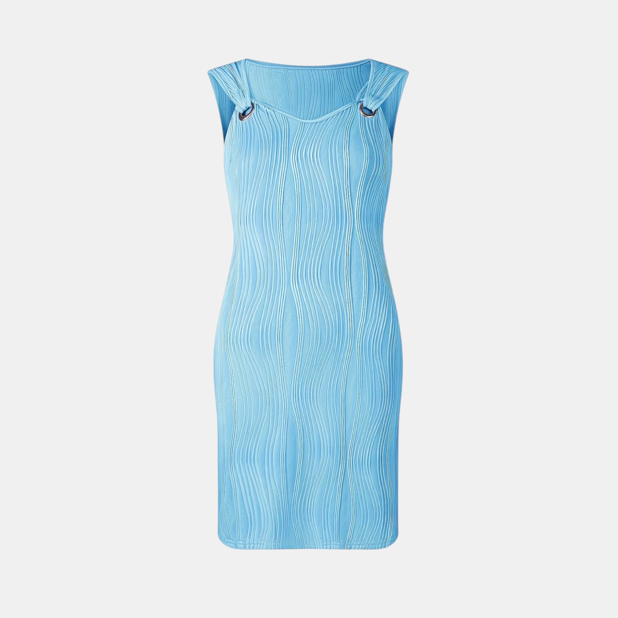 Women’s Sleeveless Mini Dress – Ribbed V-Neck Design