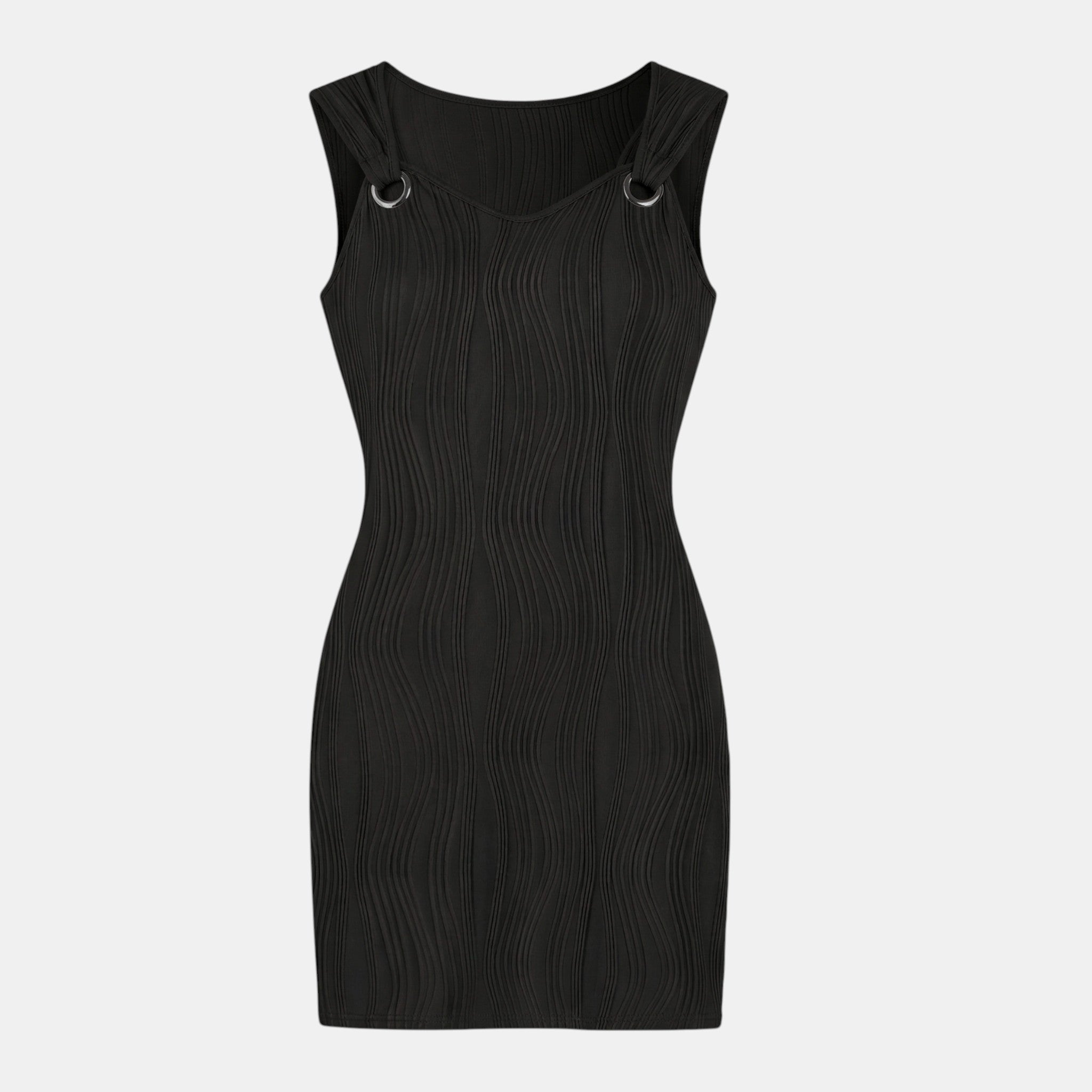 Women’s Sleeveless Mini Dress – Ribbed V-Neck Design