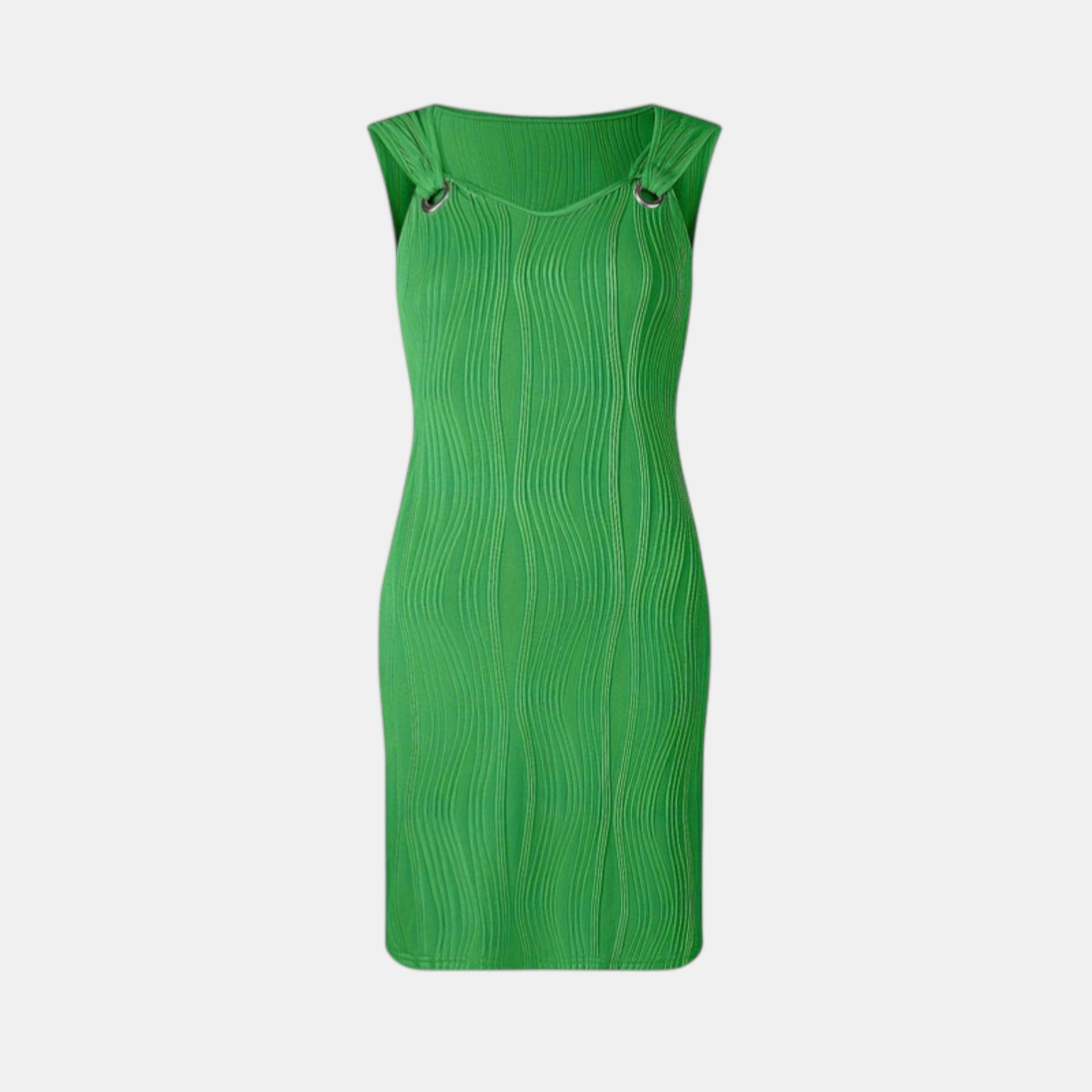 Women’s Sleeveless Mini Dress – Ribbed V-Neck Design