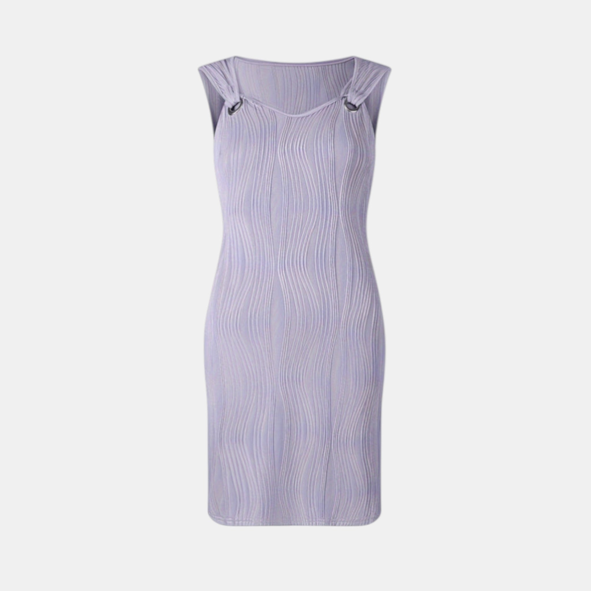 Women’s Sleeveless Mini Dress – Ribbed V-Neck Design