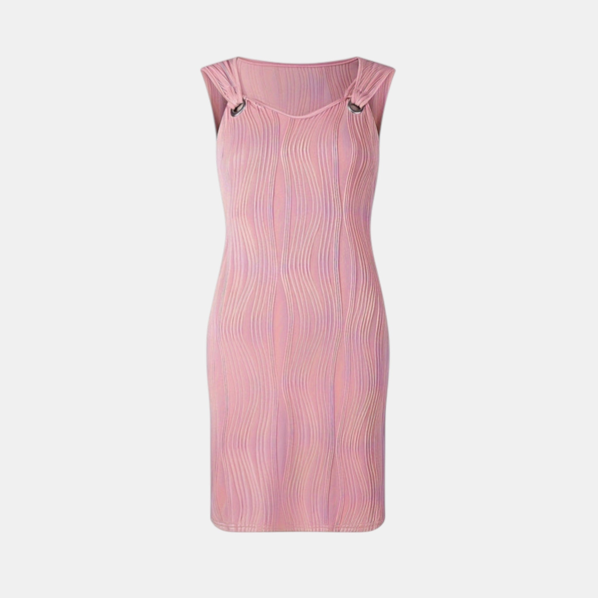 Women’s Sleeveless Mini Dress – Ribbed V-Neck Design
