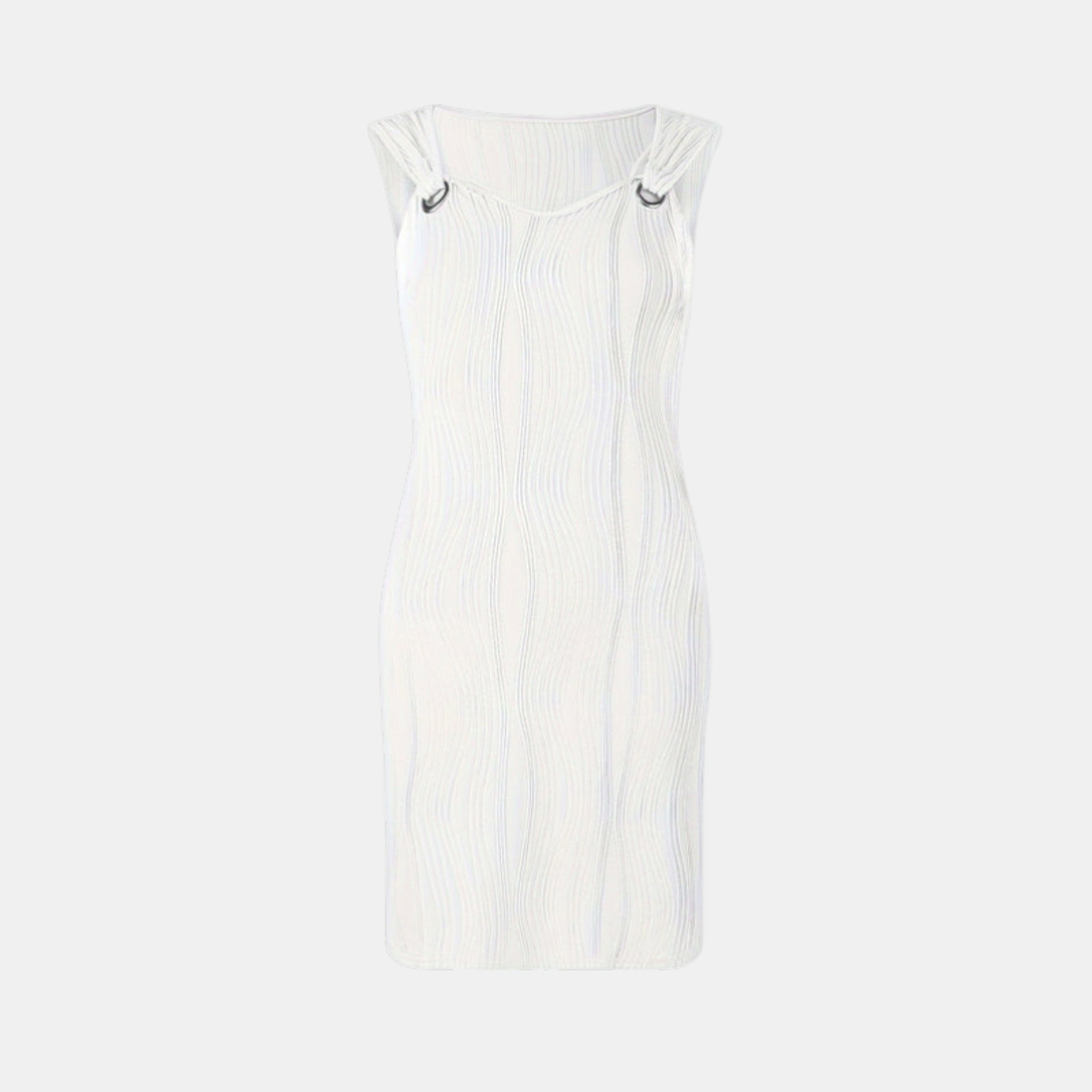 Women’s Sleeveless Mini Dress – Ribbed V-Neck Design