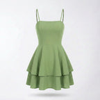 Women’s Sleeveless Mini Dress – Spaghetti Strap Layered