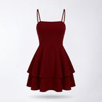 Women’s Sleeveless Mini Dress – Spaghetti Strap Layered