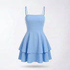 Women’s Sleeveless Mini Dress – Spaghetti Strap Layered