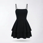 Women’s Sleeveless Mini Dress – Spaghetti Strap Layered