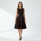 Women’s Sleeveless Polka Dot Dress – Fit and Flare Design