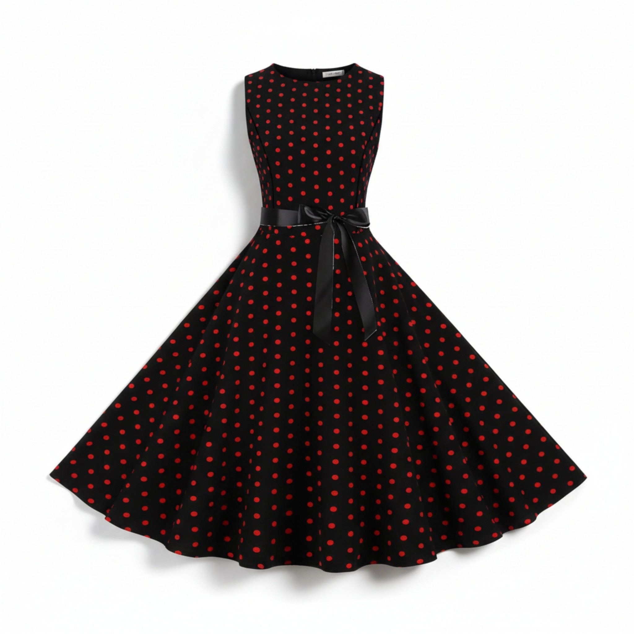 Women’s Sleeveless Polka Dot Dress – Fit and Flare Design