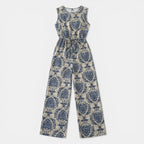 Women’s Sleeveless Printed Jumpsuit – Crew Neck Wide-Leg Style