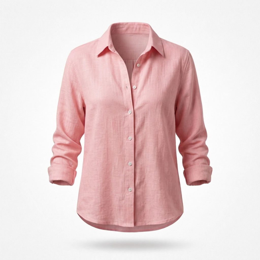 Women’s Linen Look Long Sleeve Shirt – Loose Fit Style