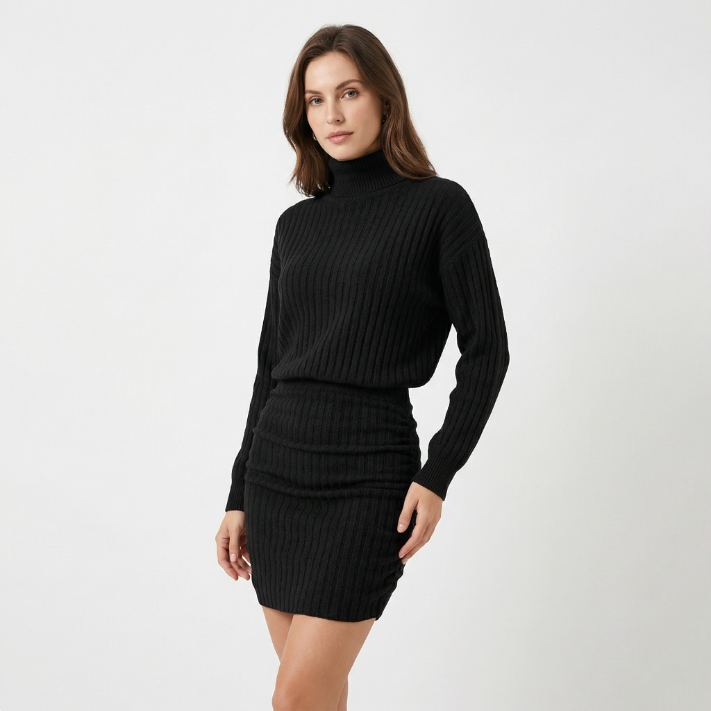 Women’s Casual High Neck Midi Dress